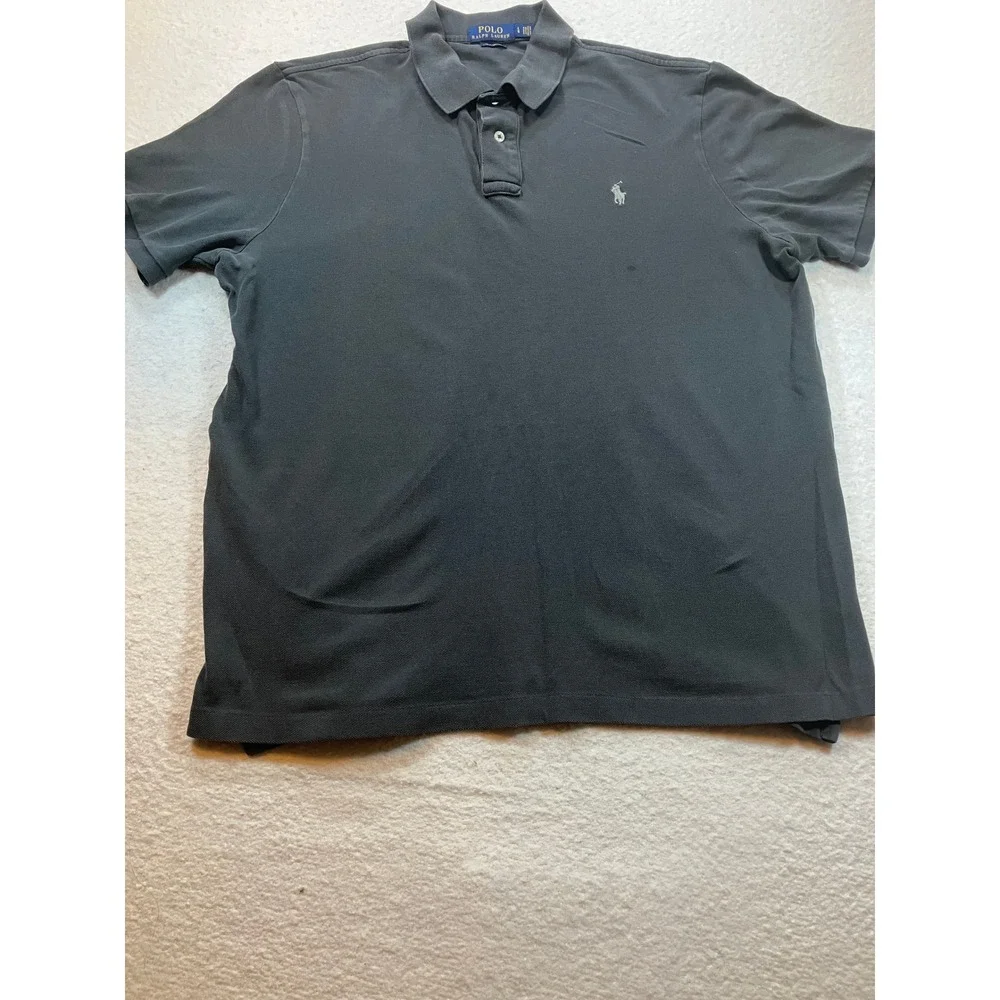 Polo Ralph Lauren Classic Fit Mens Polo Shirt Grey Cotton Mesh Size L Large